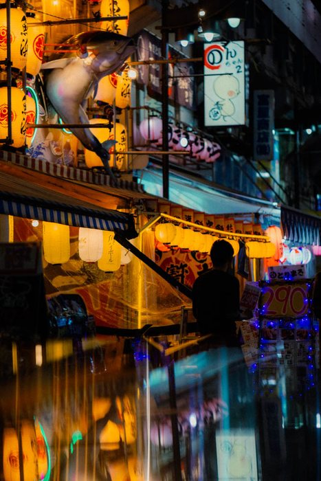 Osaka amerikamura insegna centrale, fotografia di viaggio e street photography in Giappone