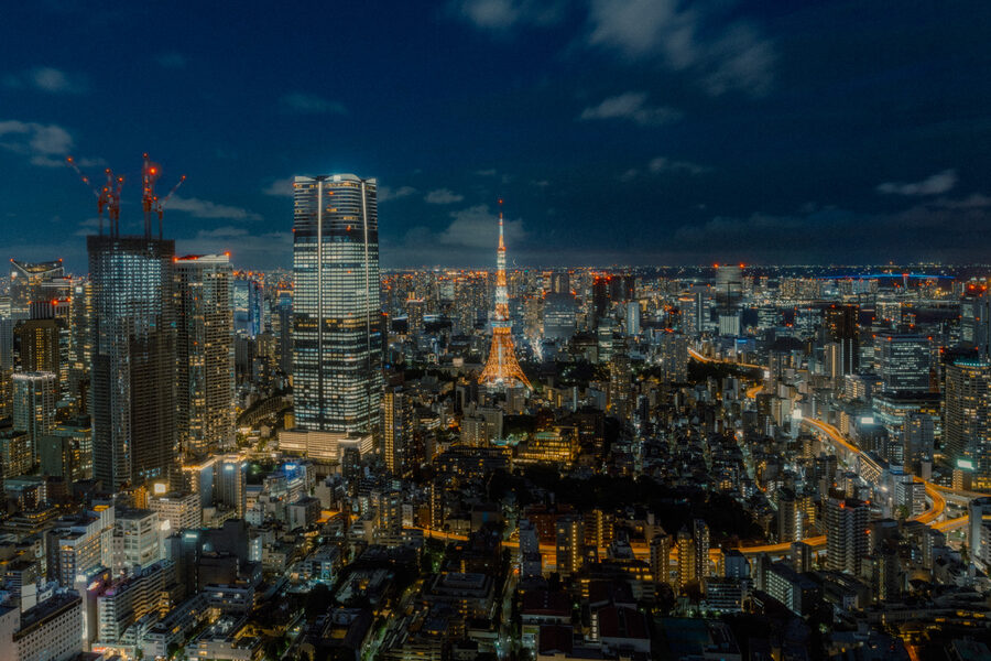 Panorama notturno dei grattacieli di Shinjuku, Tokyo